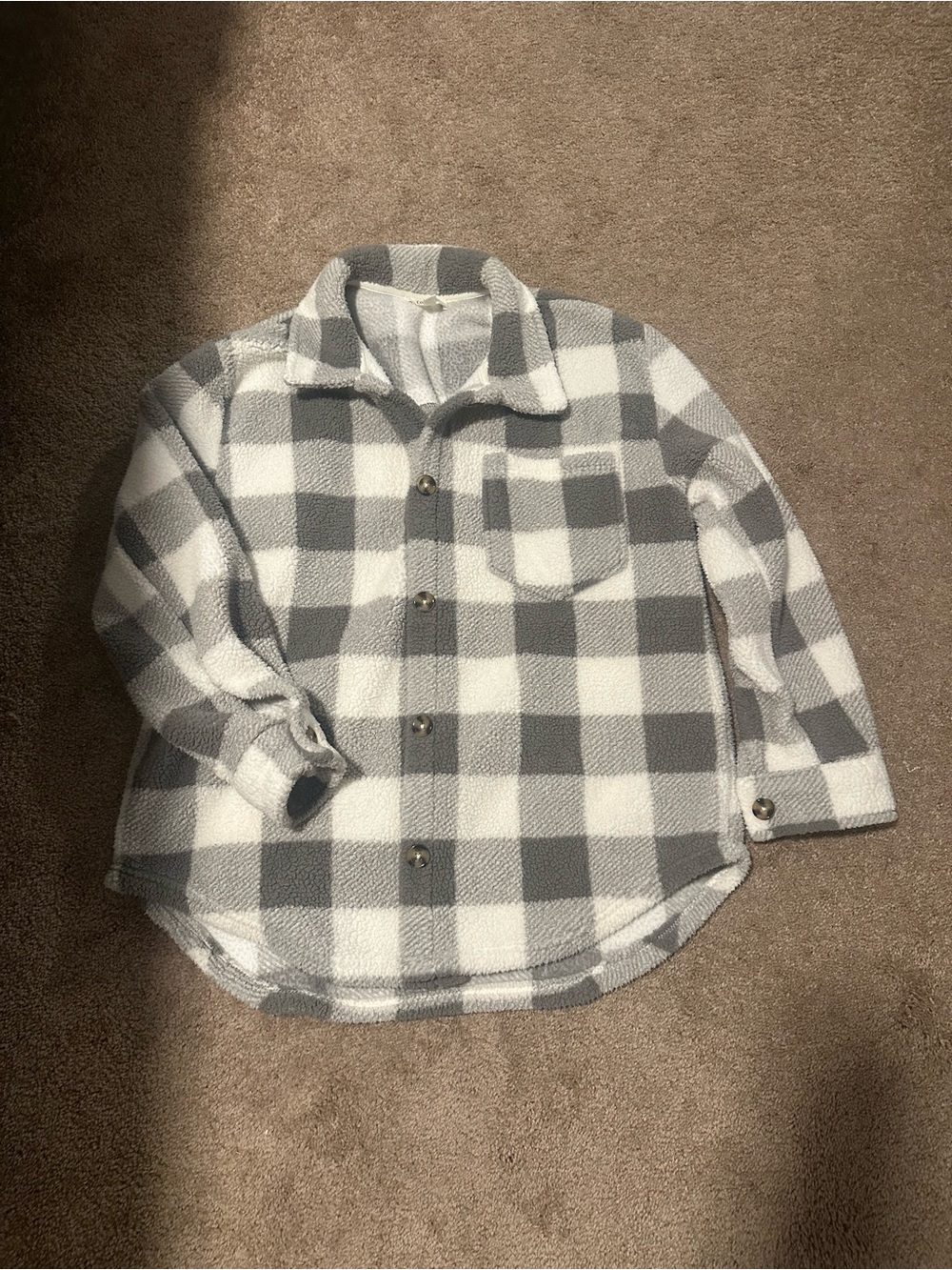 COMO BLU fuzzy flannel large gray white check